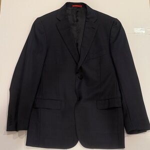 Isaia Dark Navy Blazer Size 42 (see pics for wear and flaw on right side).